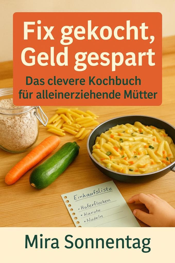"Fix gekocht, Geld gespart: Das clevere Kochbuch für alleinerziehende Mütter" Schnelle, günstige und kindgerechte Rezepte für stressfreie Mahlzeiten im Alltag.
