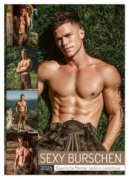 SEXY BURSCHEN - Bayerische Männer nackt in Lederhose (Wandkalender 2026 DIN A3 hoch), CALVENDO Monatskalender