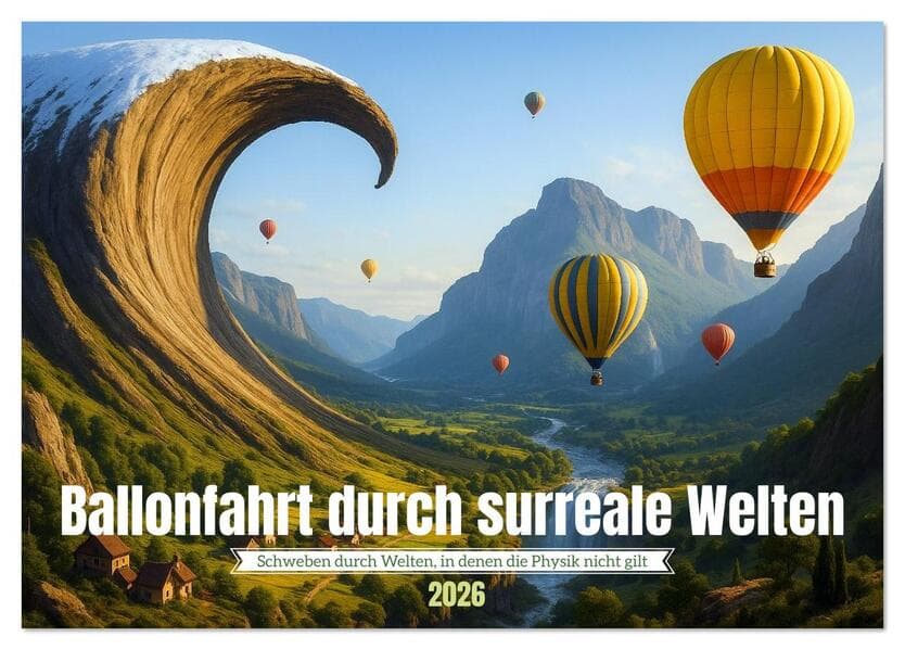 Ballonfahrt durch surreale Welten (Tischkalender 2026 DIN A5 quer), CALVENDO Monatskalender
