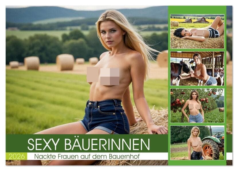 Sexy Bäuerinnen - Nackte Frauen auf dem Bauernhof (Wandkalender 2026 DIN A4 quer), CALVENDO Monatskalender