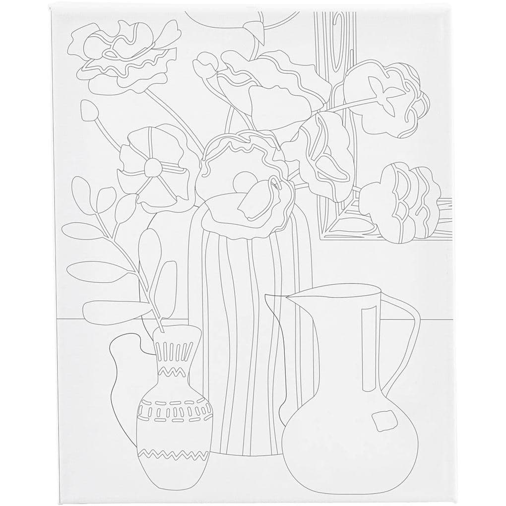 Creativ Company Mal-Leinwand mit Aufdruck, Blumenstillleben, T 1,6 cm, Größe 24x30 cm, 360 g, 1 Stk