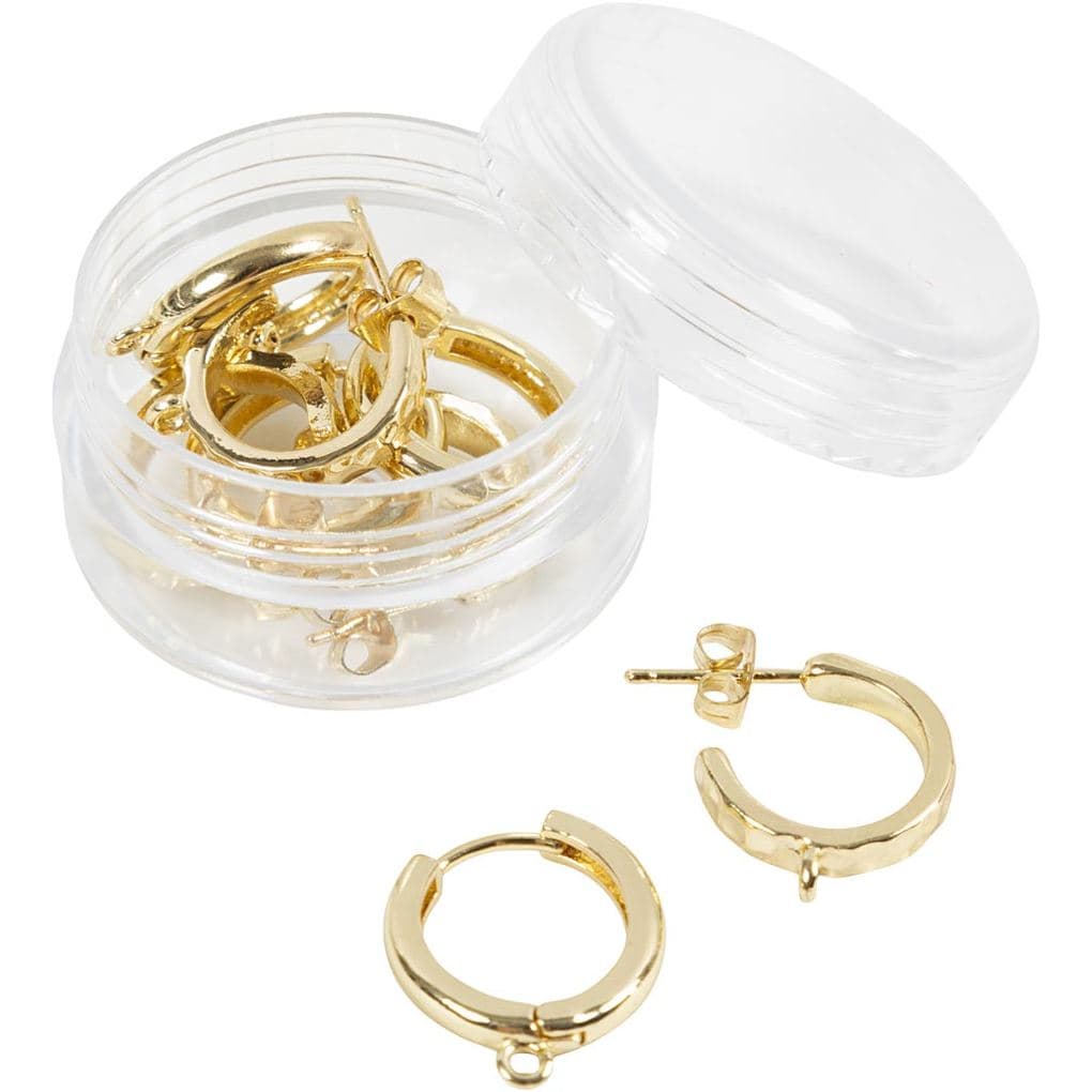 Creativ Company Creolen-Ohrringe, D 15 mm, Dicke 3 mm, vergoldet, 2x2 Paar