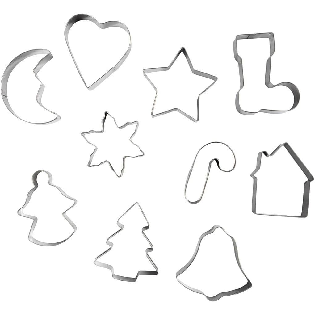 Creativ Company Ausstechförmchen, Weihnachtsformen, Größe 3-5,7 cm, 10 Stk