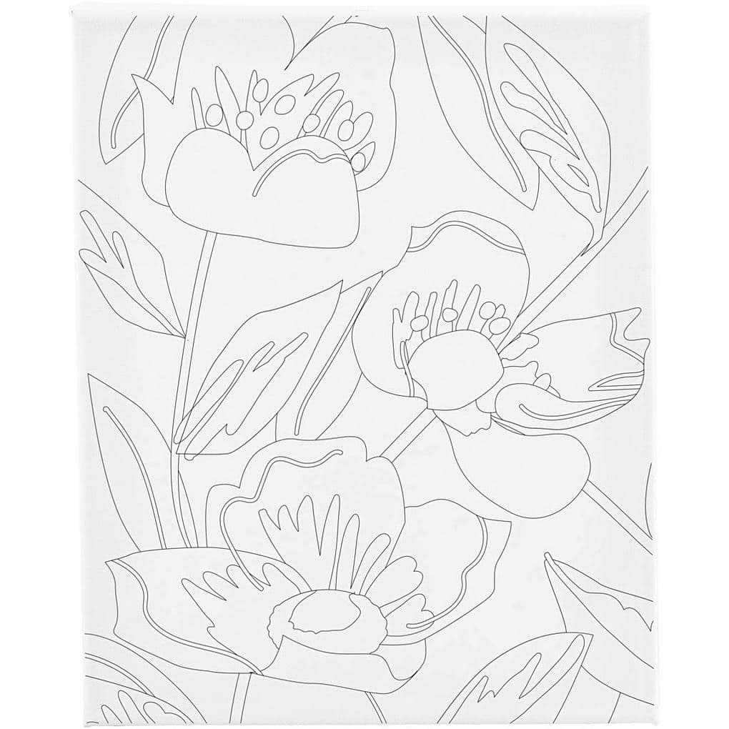 Creativ Company Mal-Leinwand mit Aufdruck, Mohnblumen, T 1,6 cm, Größe 24x30 cm, 360 g, 1 Stk