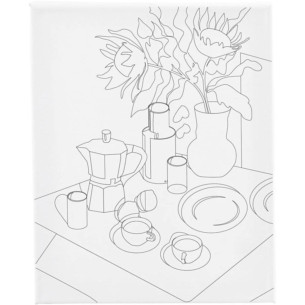 Creativ Company Mal-Leinwand mit Aufdruck, Frühstückstisch, T 1,6 cm, Größe 24x30 cm, 360 g, 1 Stk