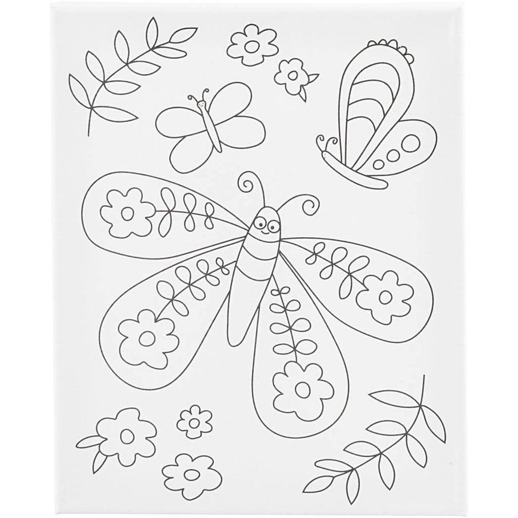 Creativ Company Mal-Leinwand mit Aufdruck, Großer Schmetterling, T 1,6 cm, Größe 24x30 cm, 360 g, 1 Stk