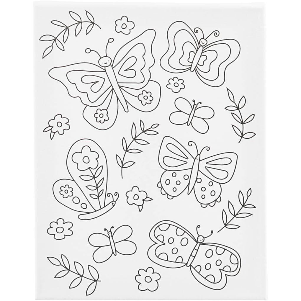 Creativ Company Mal-Leinwand mit Aufdruck, Schmetterlinge, T 1,6 cm, Größe 24x30 cm, 360 g, 1 Stk