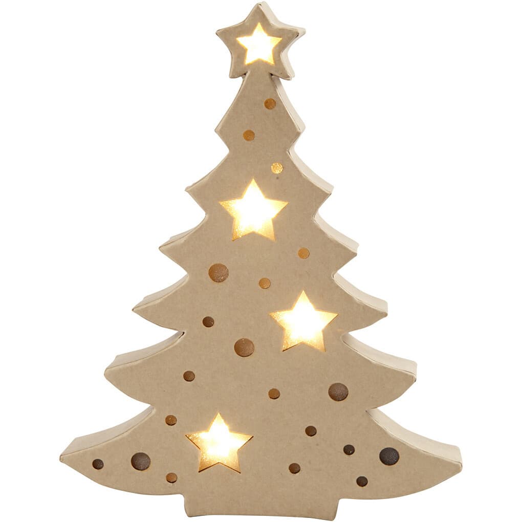 Creativ Company Leuchtende Pappmaché-Figur, Weihnachtsbaum, H 27 cm, T 4 cm, B 21,5 cm, 1 Stk