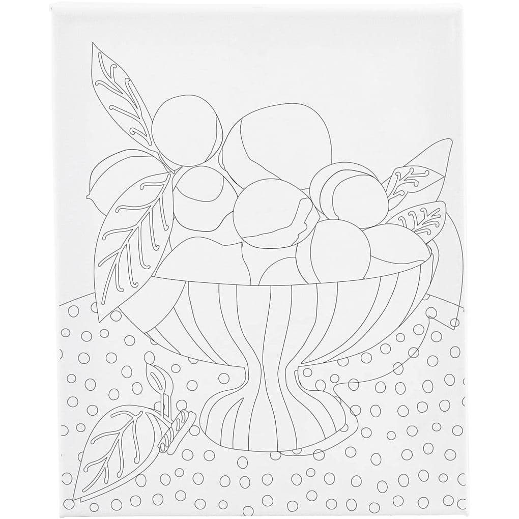 Creativ Company Mal-Leinwand mit Aufdruck, Obstschale, T 1,6 cm, Größe 24x30 cm, 360 g, 1 Stk