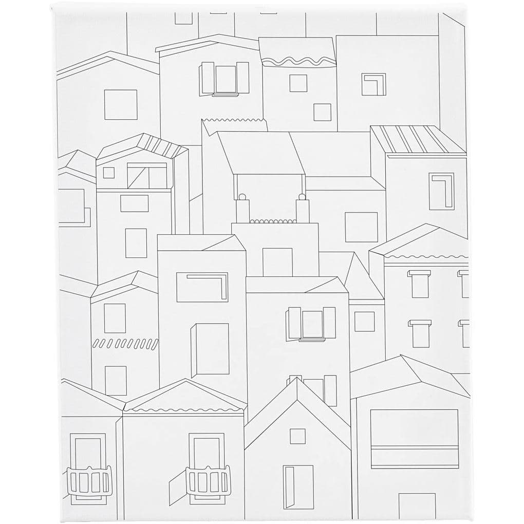 Creativ Company Mal-Leinwand mit Aufdruck, Stadt, T 1,6 cm, Größe 24x30 cm, 360 g, 1 Stk