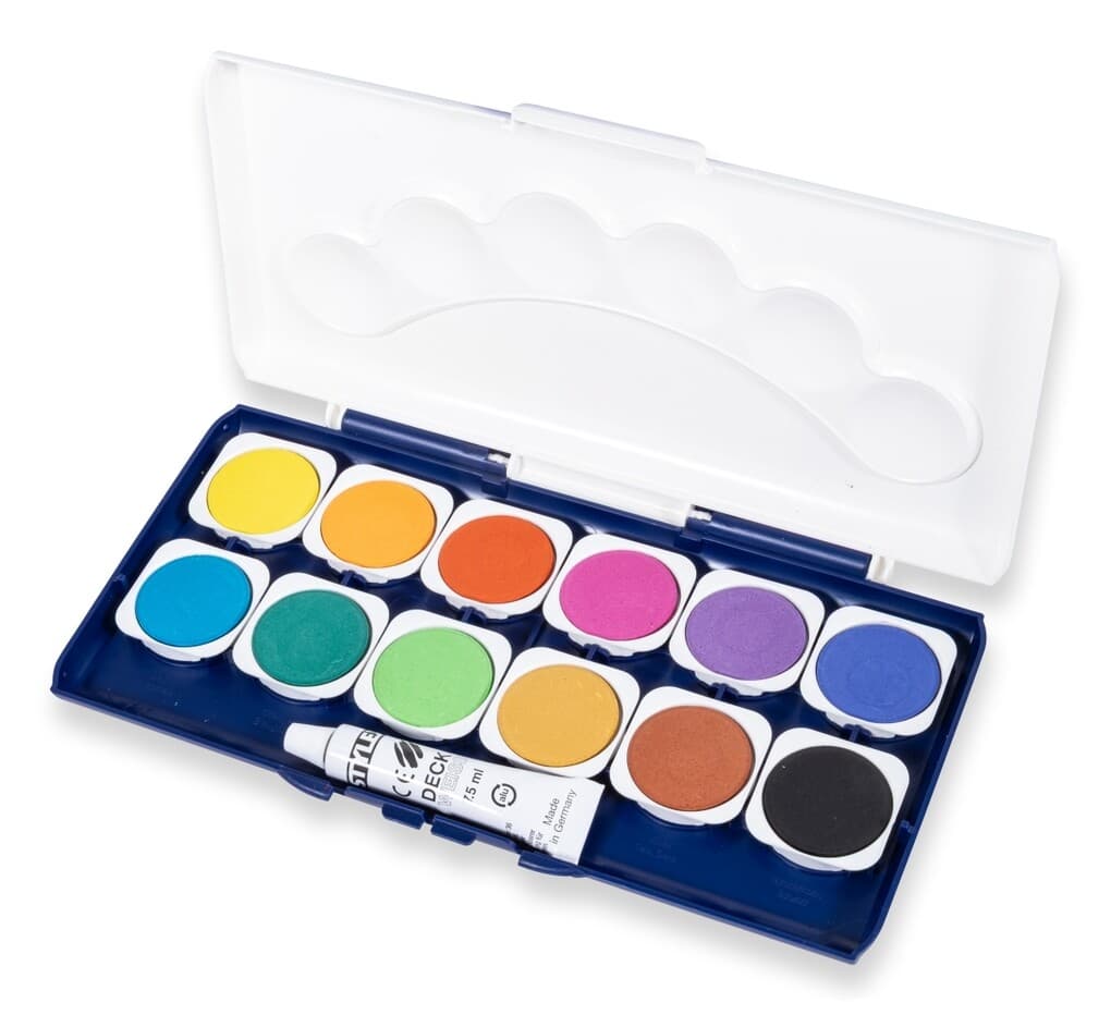 Stylex Deckfarbkasten, 12 Farben