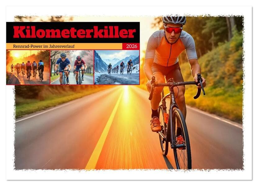 Kilometerkiller - Rennrad-Power im Jahresverlauf (Wandkalender 2026 DIN A3 quer), CALVENDO Monatskalender