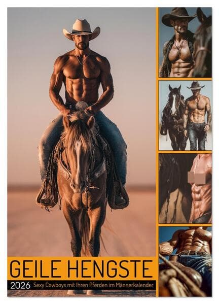 GEILE HENGSTE - Sexy Cowboys mit Ihren Pferden im Männerkalender (Wandkalender 2026 DIN A4 hoch), CALVENDO Monatskalender