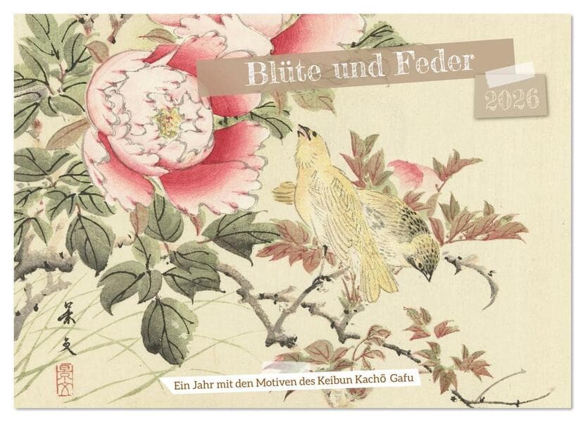 Blüte und Feder (Wandkalender 2026 DIN A3 quer), CALVENDO Monatskalender