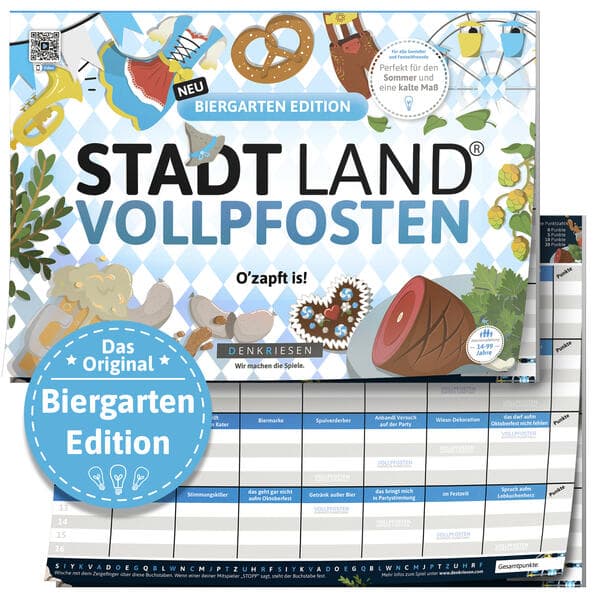 DENKRIESEN - STADT LAND VOLLPFOSTEN® - Biergarten Edition - "O'zapft is!" | A4 Spielblock