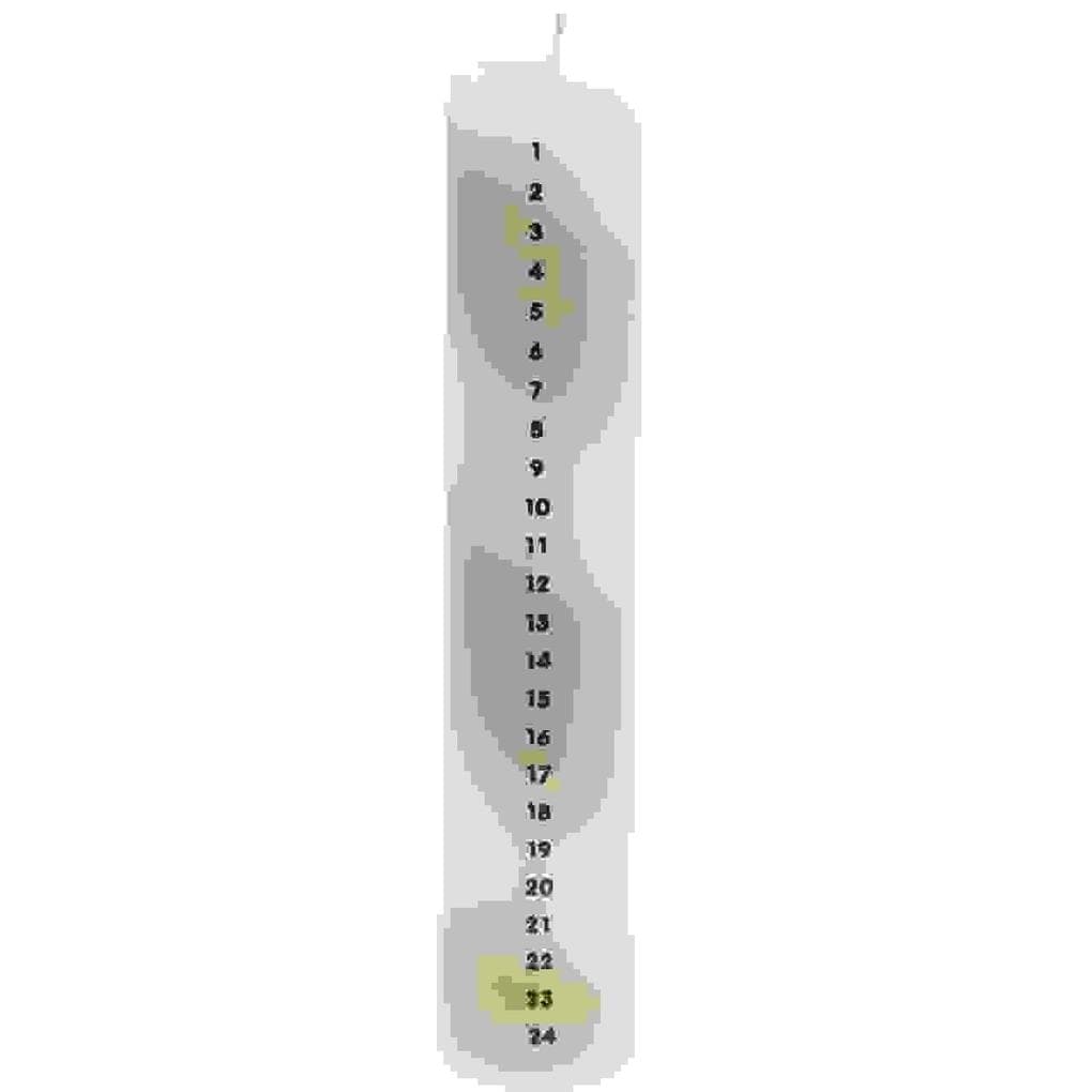 Adventskalender Kerze 1-24, Beige/Weiß