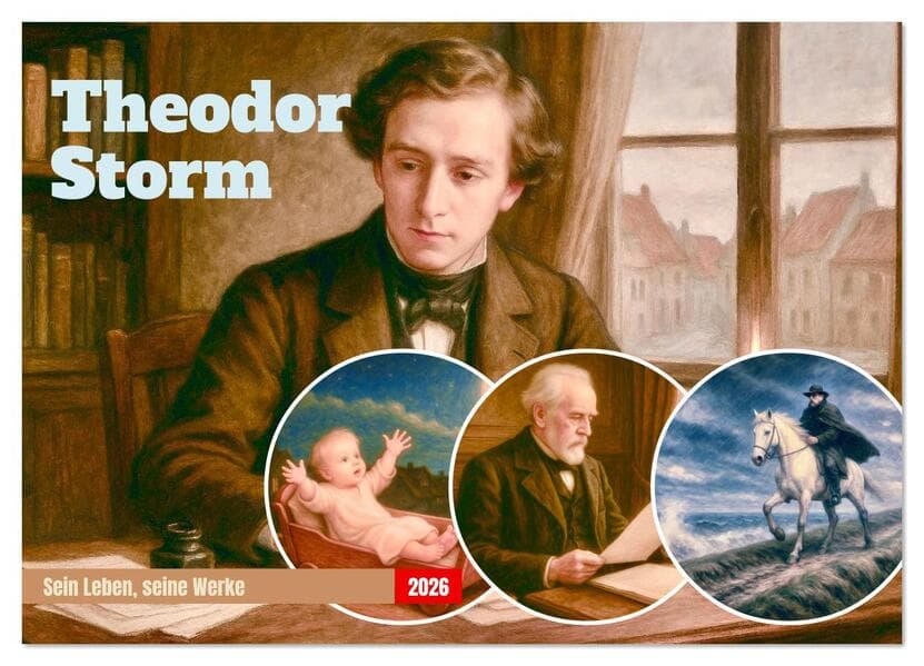 Theodor Storm. Sein Leben, seine Werke (Wandkalender 2026 DIN A2 quer), CALVENDO Monatskalender