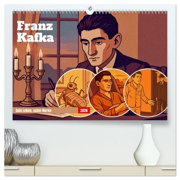 Franz Kafka (hochwertiger Premium Wandkalender 2026 DIN A2 quer), Kunstdruck in Hochglanz