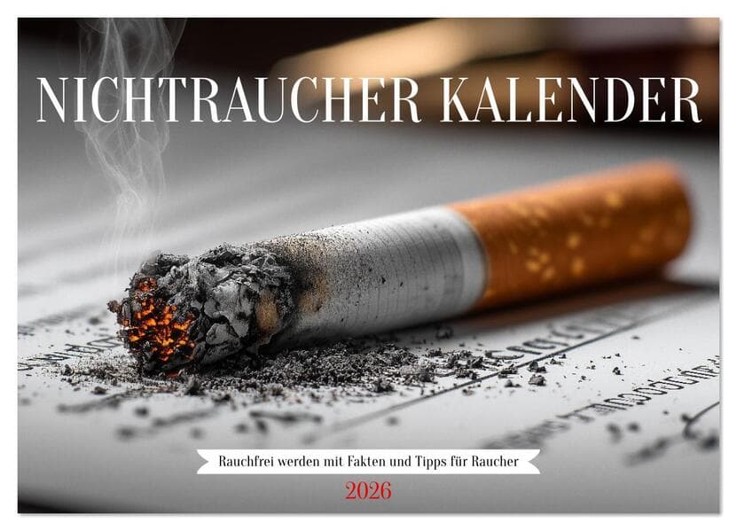 Nichtraucher Kalender - Rauchfrei werden mit Fakten und Tipps für Raucher (Wandkalender 2026 DIN A2 quer), CALVENDO Monatskalender