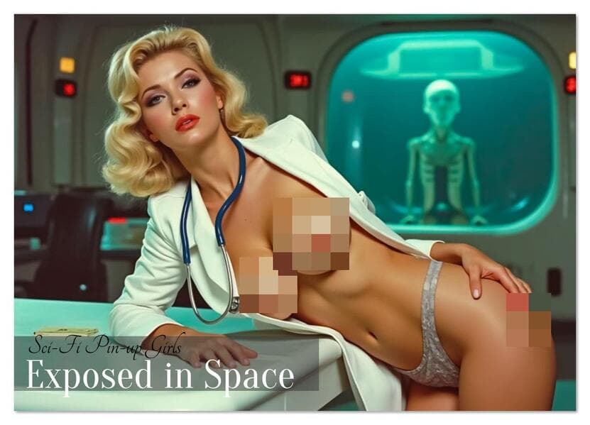 Sci-Fi Pin-up Girls - Exposed in Space (Wandkalender 2026 DIN A2 quer), CALVENDO Monatskalender