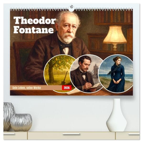 Theodor Fontane (hochwertiger Premium Wandkalender 2026 DIN A2 quer), Kunstdruck in Hochglanz