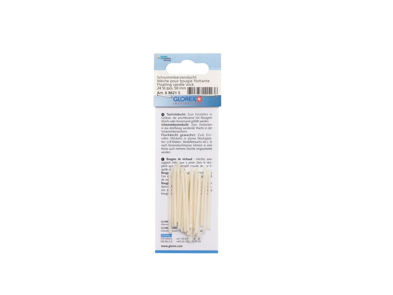 Schwimmkerzendocht 24St 50mm 3x14 Flachdocht gewachst
