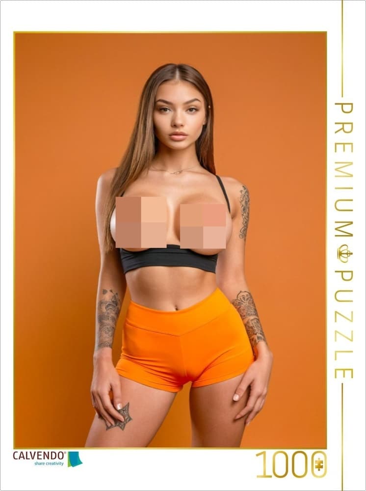 CALVENDO Puzzle Erotikpuzzle mit tätowierter nackter Frau mit großen Brüsten | 1000 Teile Lege-Größe