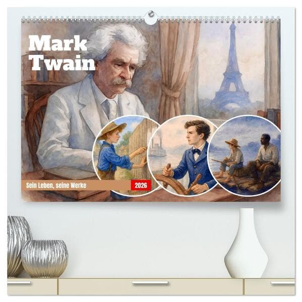 Mark Twain (hochwertiger Premium Wandkalender 2026 DIN A2 quer), Kunstdruck in Hochglanz