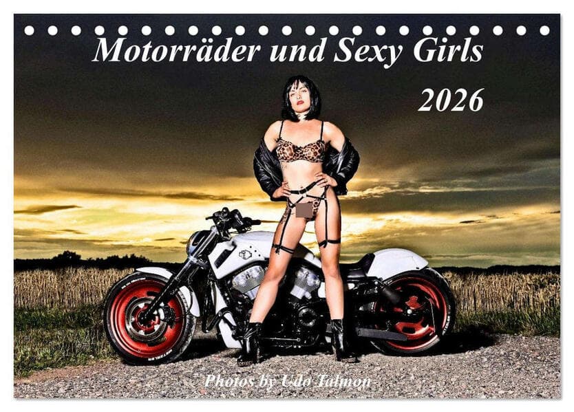 Motorräder und Sexy Girls (Tischkalender 2026 DIN A5 quer), CALVENDO Monatskalender