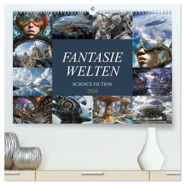 Fantasie Welten - Science Fiction (hochwertiger Premium Wandkalender 2026 DIN A2 quer), Kunstdruck in Hochglanz