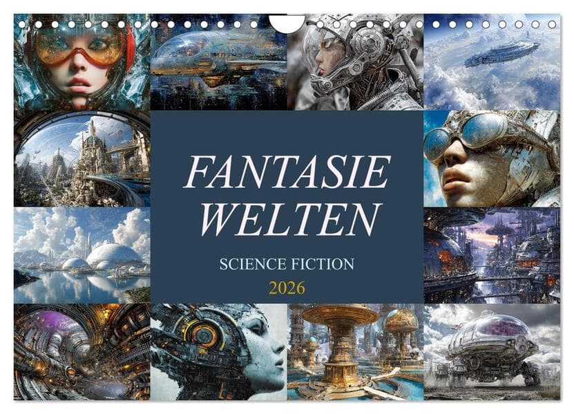 Fantasie Welten - Science Fiction (Wandkalender 2026 DIN A4 quer), CALVENDO Monatskalender