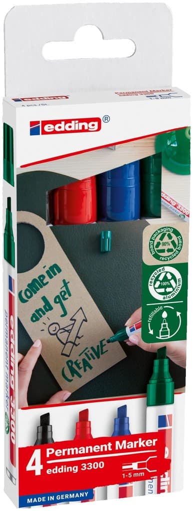 edding 3300 Permanentmarker, 1-5mm, 4er Set Keilspitze