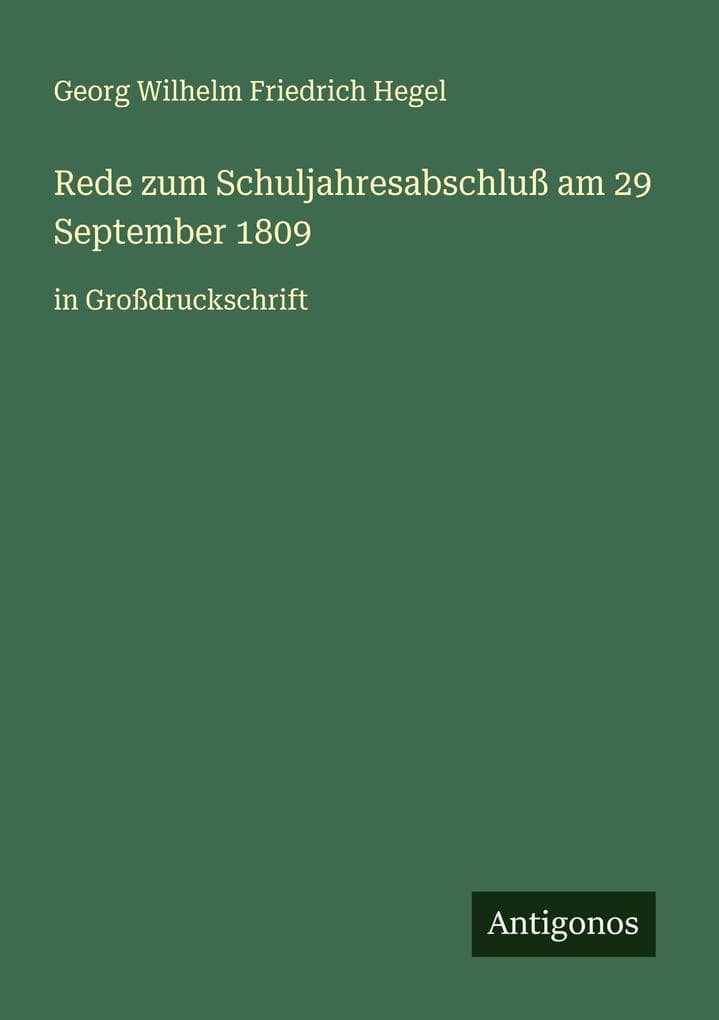 Rede zum Schuljahresabschluß am 29 September 1809