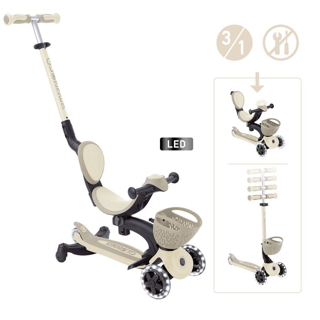GLOBBER GO-UP BABY 360 LIGHTS taupe, mit Leuchtrollen und Leuchtmodul