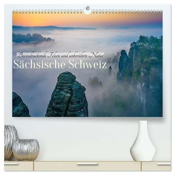 Sächsische Schweiz - Beeindruckende Felsen und unberührte Natur (hochwertiger Premium Wandkalender 2026 DIN A2 quer), Kunstdruck in Hochglanz