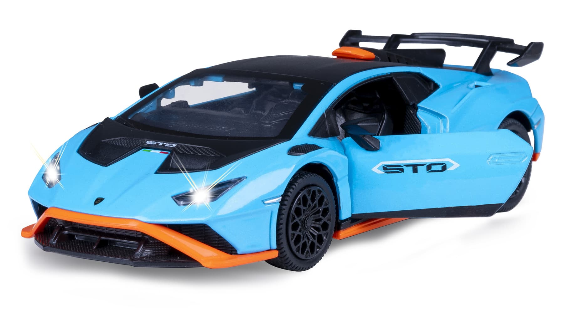 Lamborghini Huracán STO Diecast 1:32 blau inkl. Knopfzellen