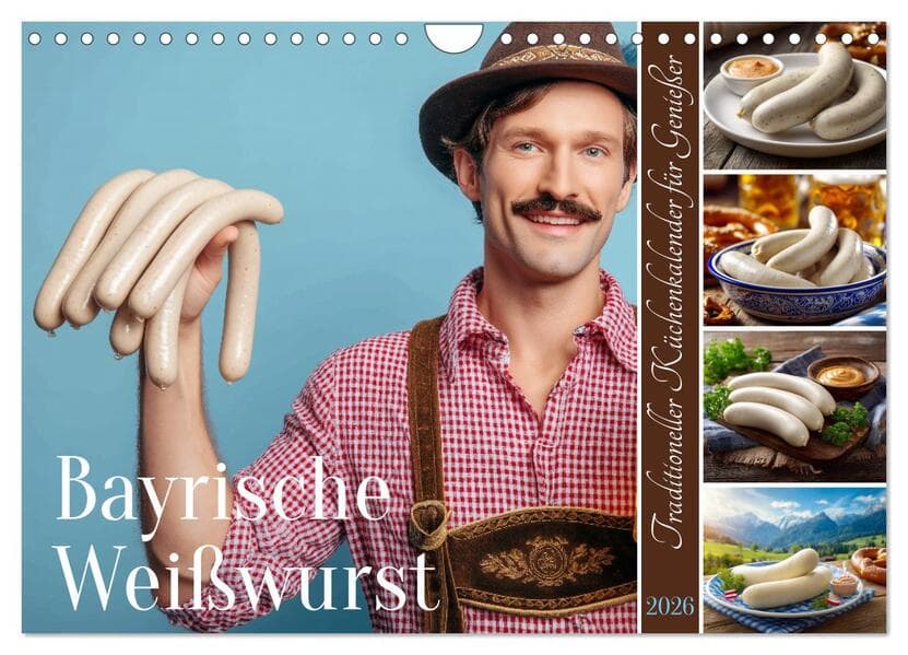 Bayrische Weißwurst - Traditioneller Küchenkalender für Genießer (Wandkalender 2026 DIN A4 quer), CALVENDO Monatskalender