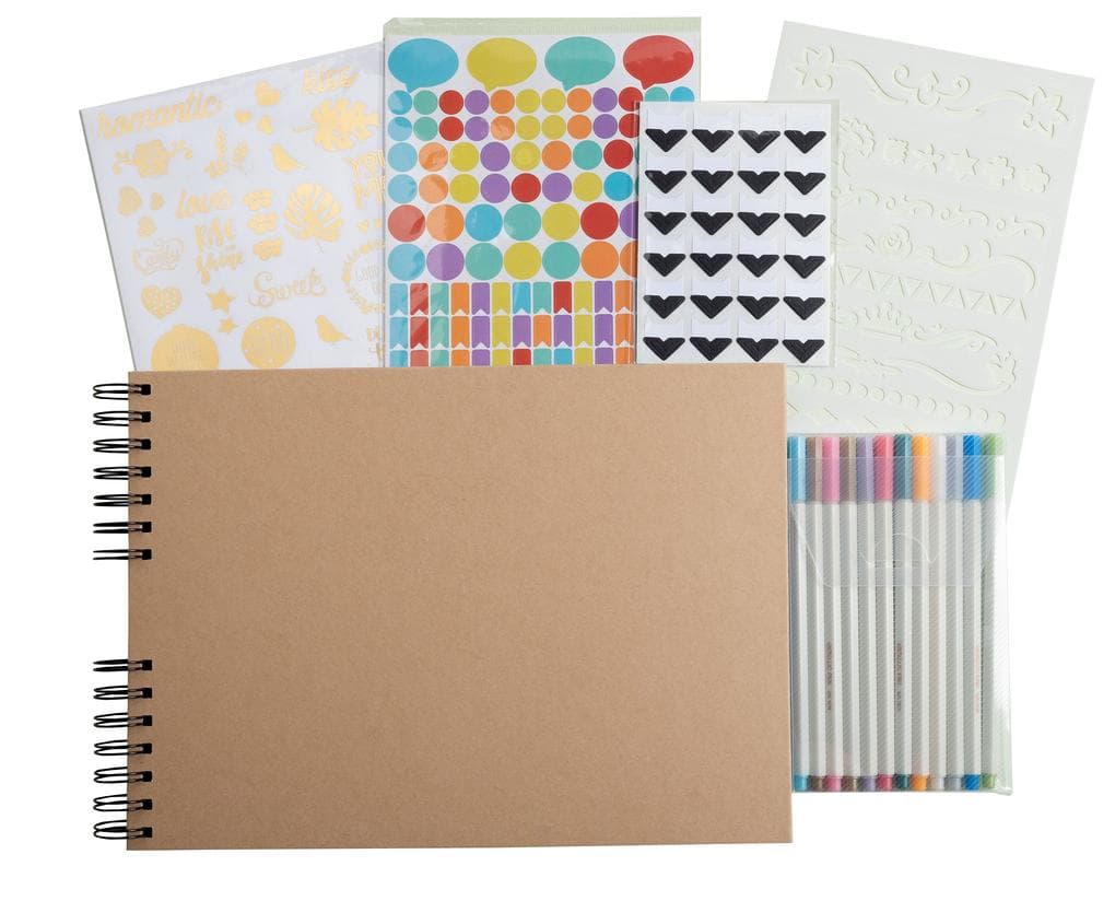 Set Scrapbooking, Album 32x22cm, Kraft, Scrap' Addict