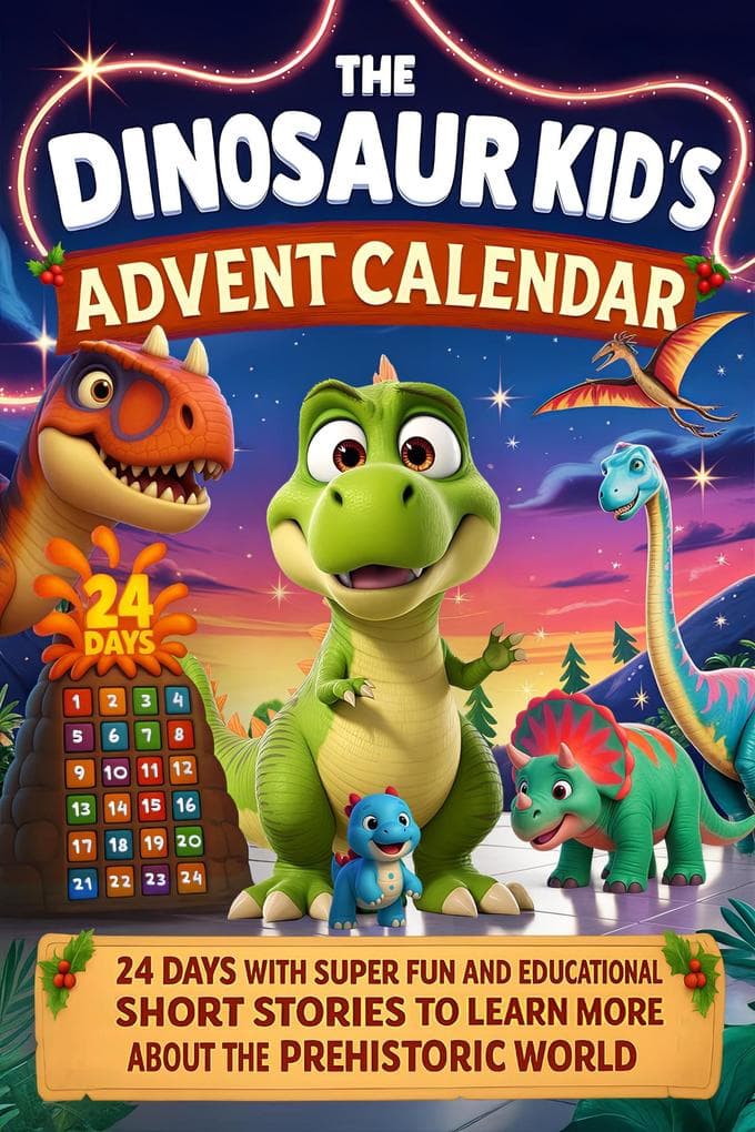 The Dinosaur Kid's Advent Calendar Book: T-Rex Meets Friends - 24 Days with Super Fun and Educational Short Stories to Learn More About The Prehistoric World