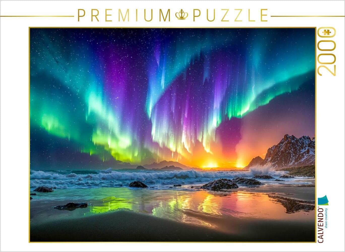 CALVENDO Puzzle Tänzelnde Lichter über vereistem Meer | 2000 Teile Lege-Größe 90x67cm Foto-Puzzle fü