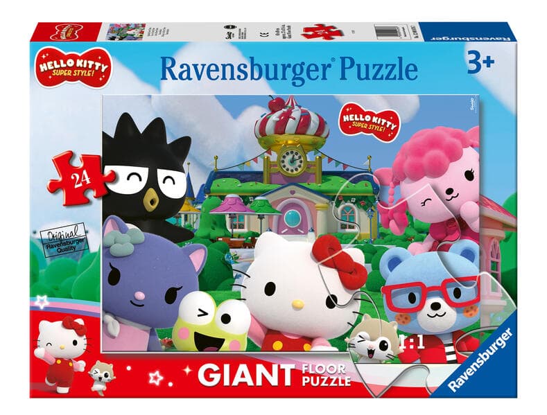 Ravensburger Kinderpuzzle 12004076 - Spaß in Cherry Town - Bodenpuzzle mit 24 großen Puzzleteilen, für Hello Kitty-Fans ab 3 Jahren