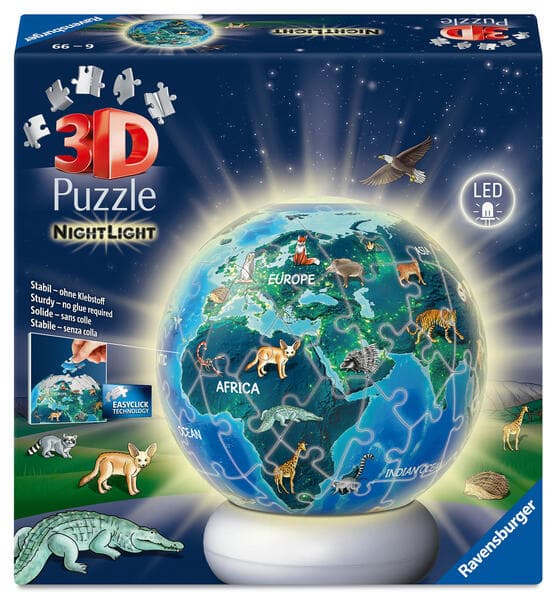 3D Puzzle-Ball Nachtlicht Erde mit Tiermotiven