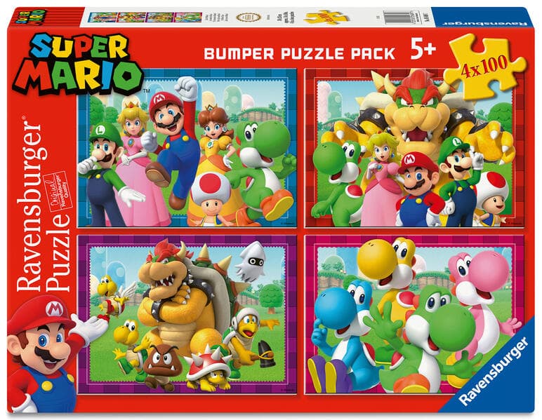 Ravensburger Kinderpuzzle 05689 - Zeit für Mario! - 4x 100 Teile Puzzle in einer Box, für Puzzle-Freunde und Super Mario-Fans ab 5 Jahren