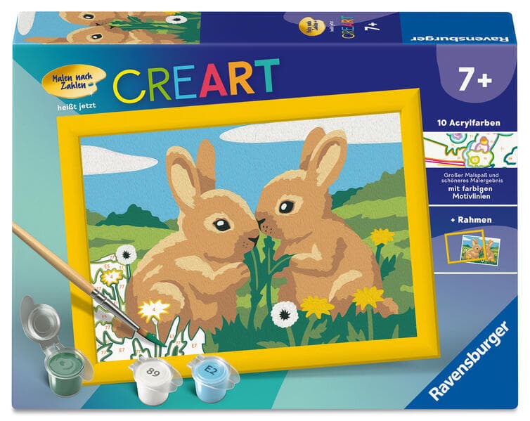 CreArt, Malen nach Zahlen Kinder - Hasenfreunde