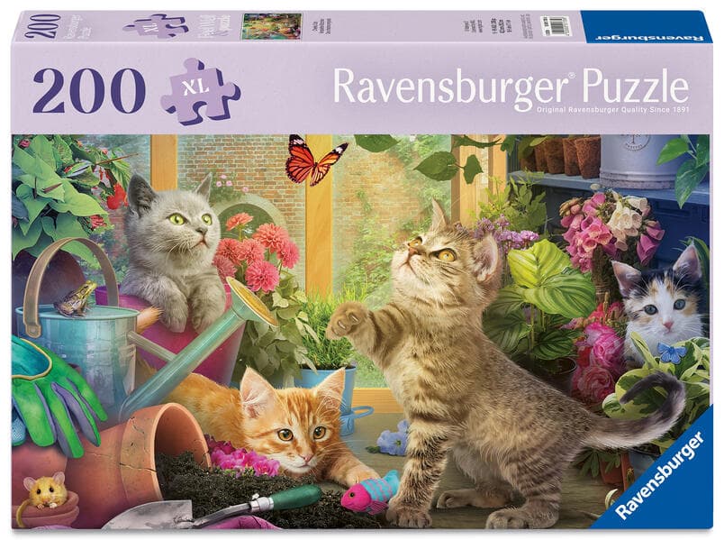 Feel Well & Puzzle - Verspielte Kätzchen - Erwachsenenpuzzle mit 200 XL-Teilen und extra Bildvorlage