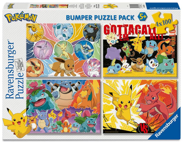 Ravensburger Kinderpuzzle 05651 - Pokémon-Kumpels - 4x 100 Teile Puzzle in einer Box, für Puzzle-Freunde und Pokémon-Fans ab 5 Jahren