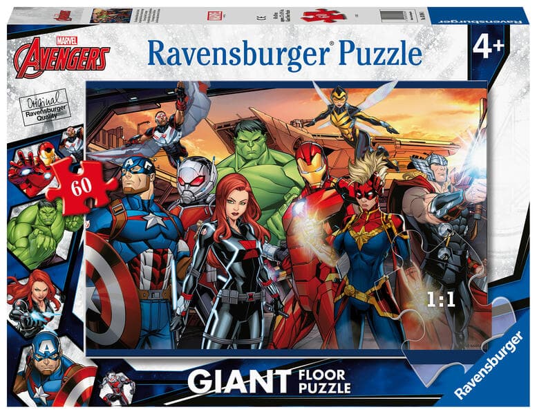 Ravensburger Kinderpuzzle 03094 - Die stärksten Helden aller Zeiten - Bodenpuzzle mit 60 großen Puzzleteilen, für Avengers-Fans ab 4 Jahren