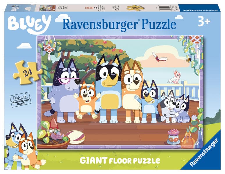 Ravensburger Kinderpuzzle 05622 - Familienzeit - Bodenpuzzle mit 24 großen Puzzleteilen, für kleine Bluey-Fans ab 3 Jahren
