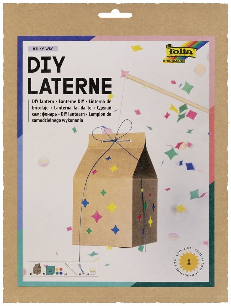 FOLIA Bastelartikel DIY Laterne MILKY WAY, inkl. 1 LED-Licht und Batterien