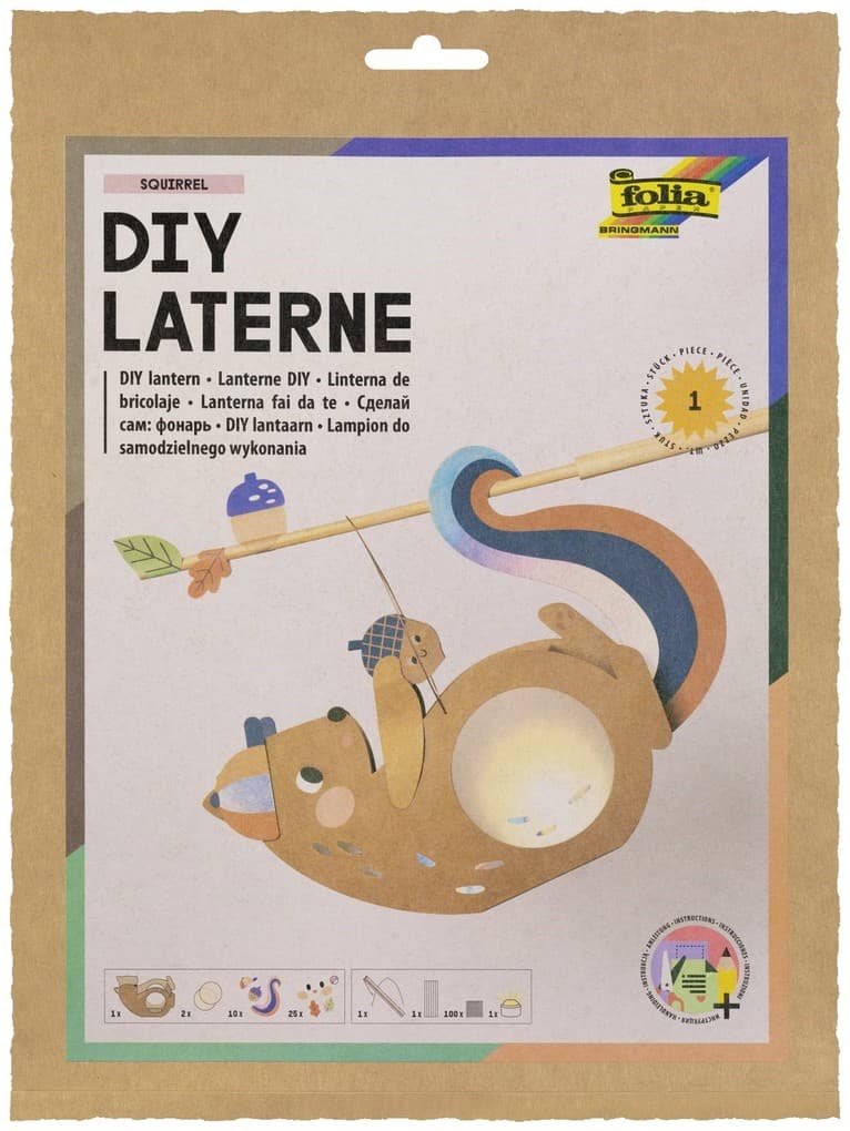 FOLIA Bastelartikel DIY Laterne SQUIRREL, inkl. 1 LED-Licht und Batterien